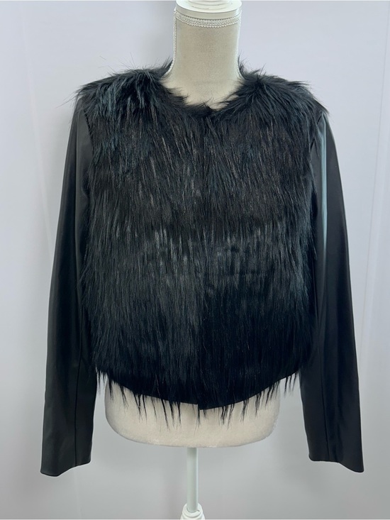 MICHAEL Michael Kors Jackets & Blazers - MICHAEL Michael Kors Black Faux Fur Front Leather Jacket